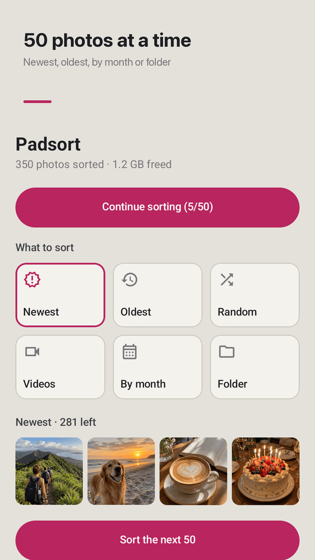Padsort screenshot