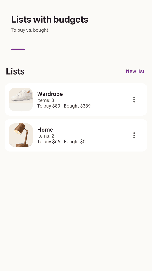 Wantboard screenshot