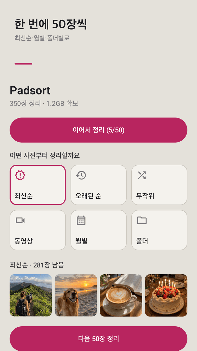 Padsort screenshot